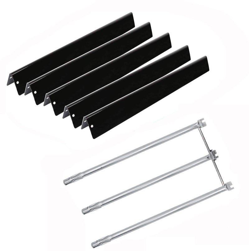 Hongso 7536 7508 Gas Grill Replacement Burner Tube Kit and Porcelain Steel Flavorizer Bars for Weber Spirit E310 320 (with Side Mounted Control Panel Older Model) Genesis Silver Gold Platinum B C 7537 - Image 1
